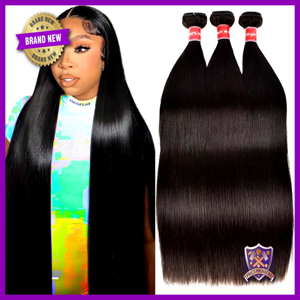 Brazilian Virgin Straight Human Hair Bundles 16 18 20 Inch Extensions